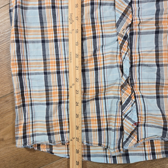 O’Neill Shirt Men’s Large Blue Plaid Snap Button Short Sleeve Collared Casual - Picture 5 of 9